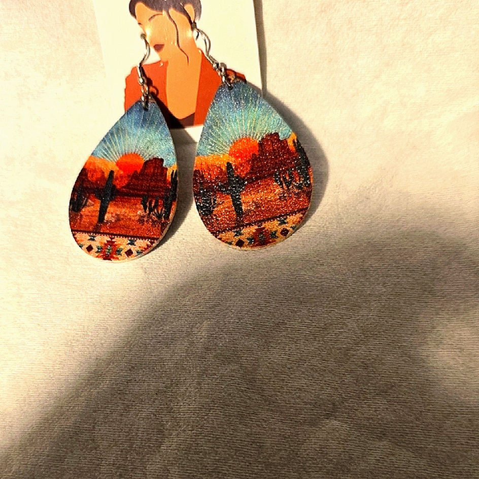 Southwestern Sunset Teardrop Earrings 5$